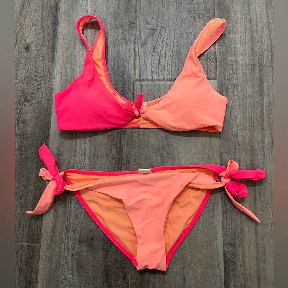 Pink Lily Colorblock Bikini Set